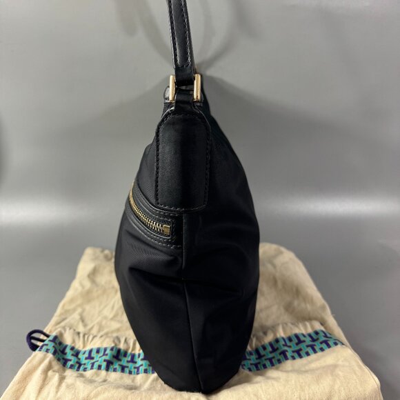 Authentic TORY BURCH Black Nylon Leather Shoulder Bag - Picture 5 of 15